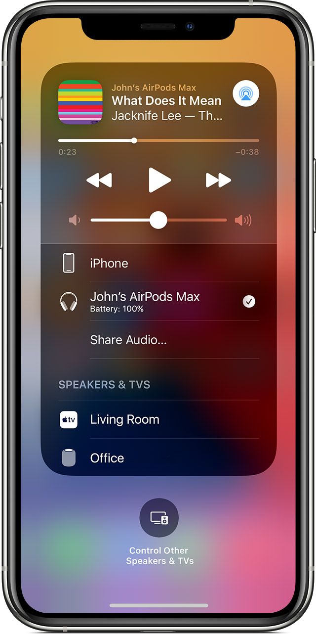 Share Audio Screen via Control Centre