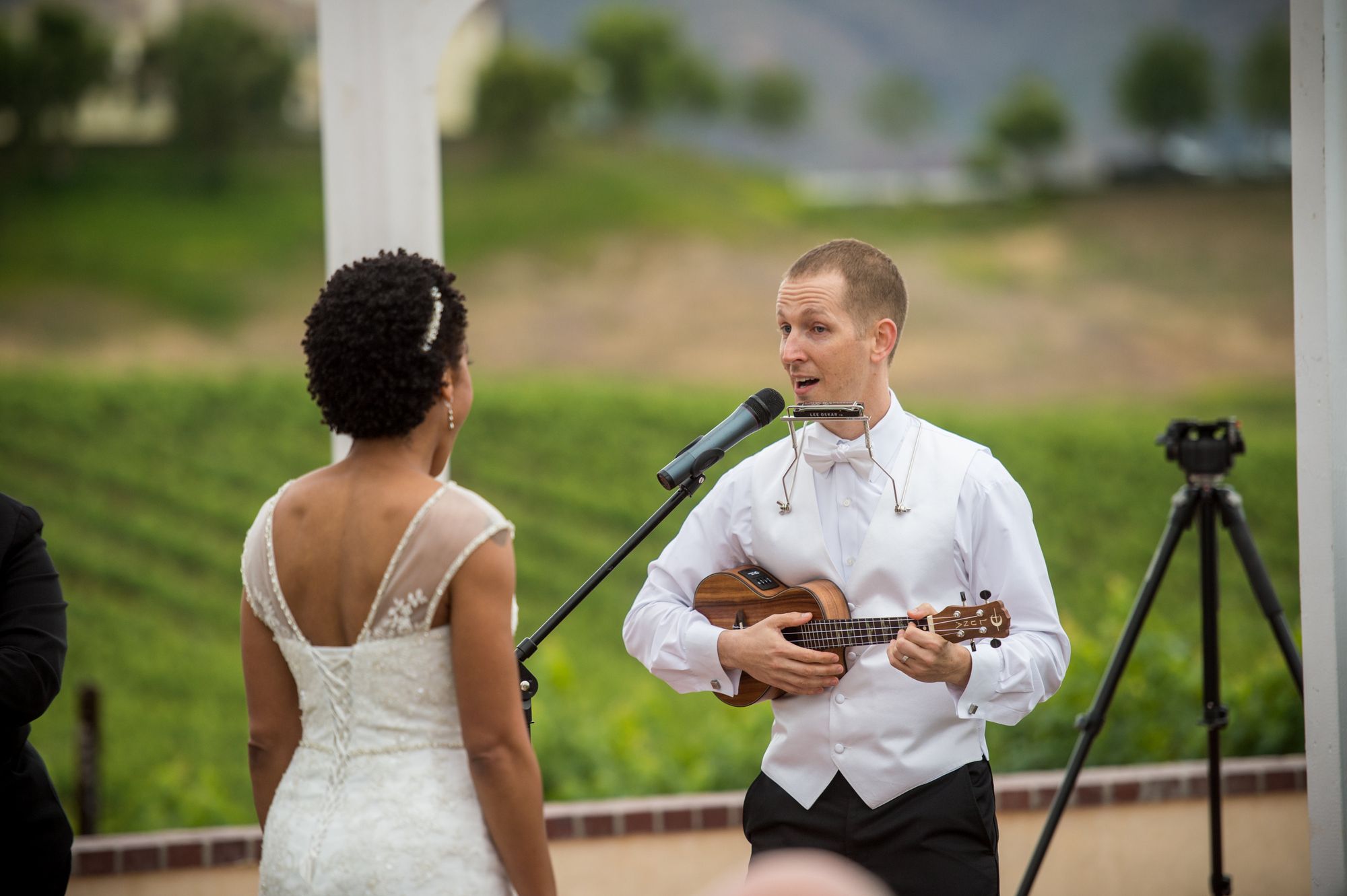 Surprising my wife by playing the Ukulele and Harmonica as well as singing at our wedding